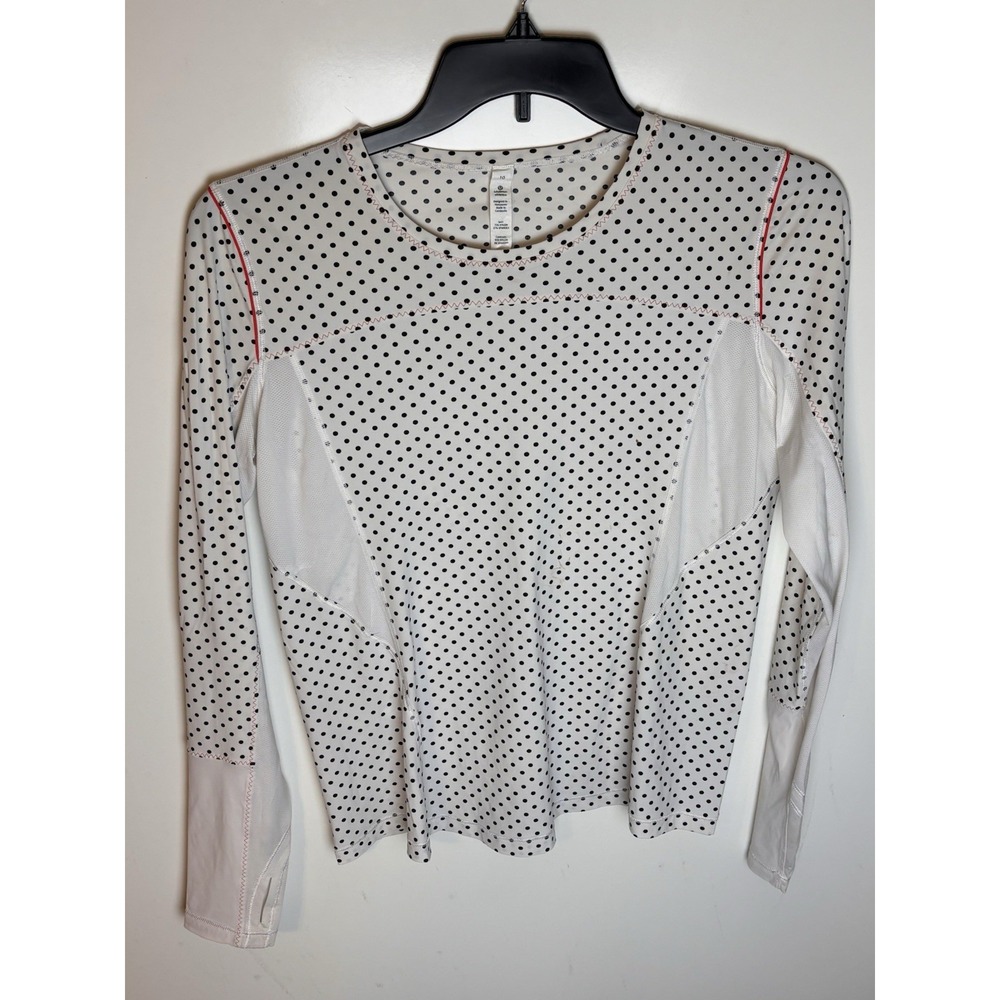 Lululemon Runbeam Long Sleeve-Mod dot printed black white Size 10